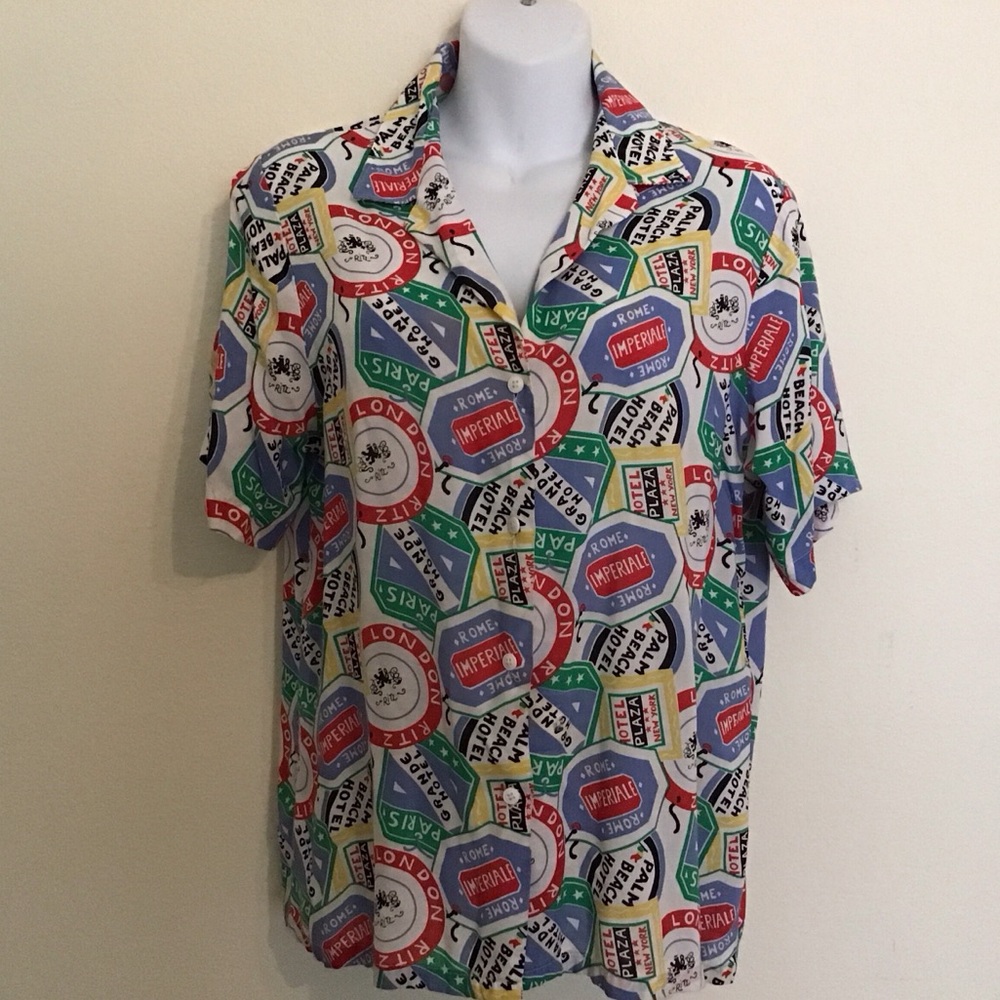 Vintage 80’s Cheryl Tiegs Travel Luggage Tags Camp Shirt